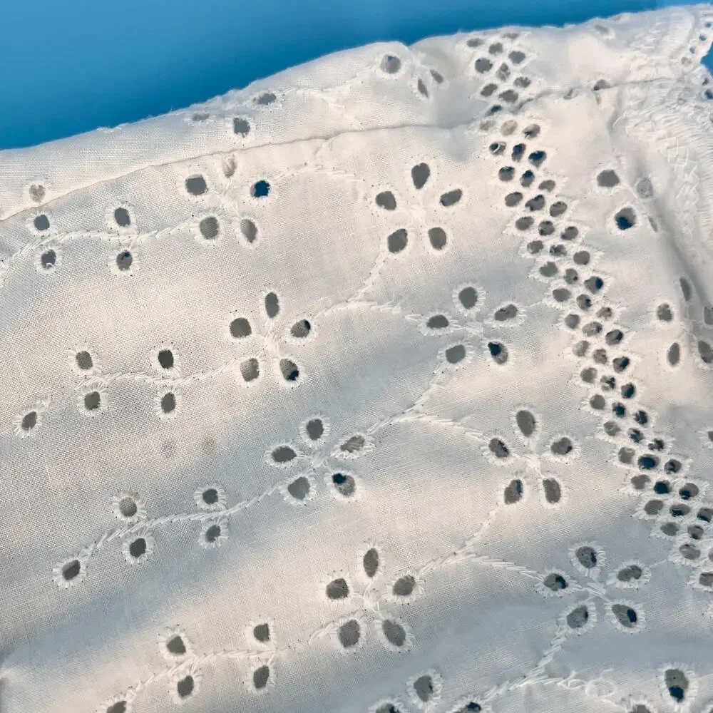 70s Cottagecore Floral Vintage Pillowcases Eyelet Lace Ruffle Set of Two